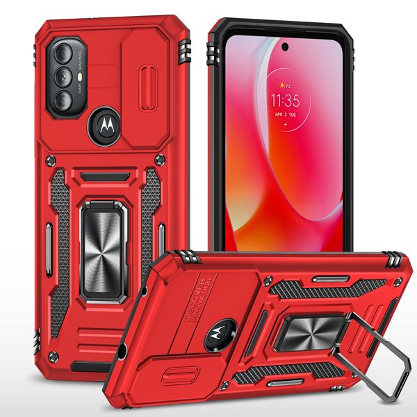 Étuis de béquille à anneau rotatif magnétique hybride pour Google Pixel 8 Pro 7A 7 Pro Moto G 5G G Power Play Stylus 5G 2023 Housse de protection pour appareil photo à objectif coulissant