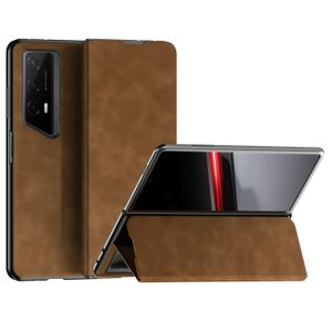 Mat leer voor Honor Magic V2 RSR Porsche Design Case Book Stand Flip Wallet Protection Cover