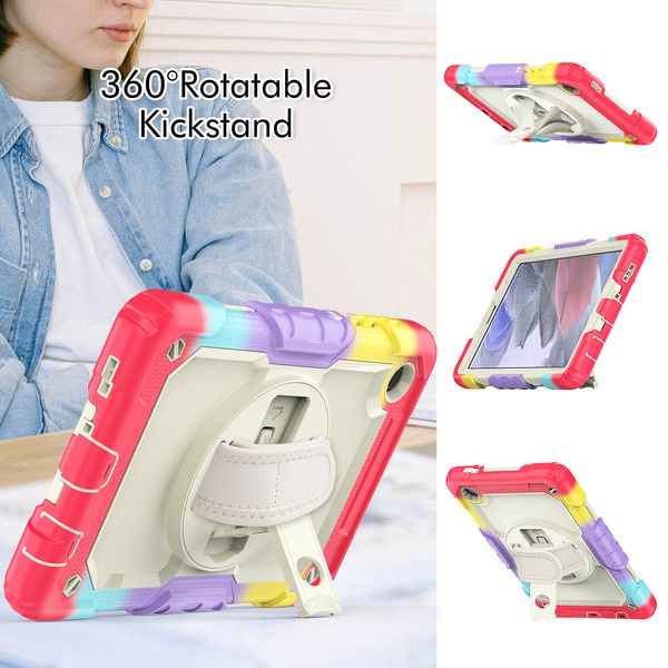 Funda rígida de silicona híbrida para tableta Samsung Galaxy Tab A7 10.4 A7Lite 8.7 pulgadas Soporte giratorio 360 Funda protectora de cuerpo completo a prueba de golpes para niños con soporte para bolígrafo S