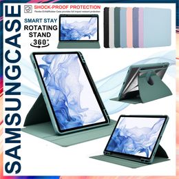 Hybride slanke hoes voor Samsung Galaxy Tab S7 FE S8 Plus 12,4 inch SM-T970 T975 360 roterende standaard tablethoes met potloodhouder