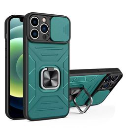 Hybrid TPU PC Fundas para teléfono Protector de cámara Protector de anillo de empuje Armadura Kickstand para Samsung Galaxy A73 A33 A53 A13 A22 A32 A23 M23 5G A03 CORE Contraportada B