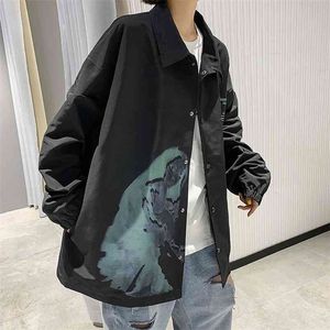 Hybskr mannen Oversized Jassen Streetwear Mannen Casual Losse Windjack Jassen Herfst mannen Grafische Gedrukt Jassen 210819