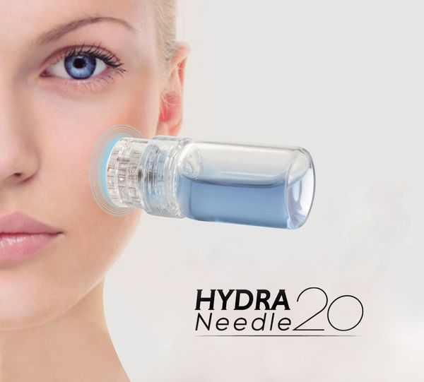 Hydra 20 broches Micro aiguille titane conseils Derma aiguilles soins de la peau Anti-âge blanchir bouteille tampon sérum Injection réutilisable