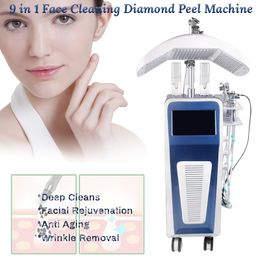 Verticale 9 in 1 hydro dermabrasie jet peeling zuurstof led licht gezicht gezichtslift schoonheid machines PDT-therapie