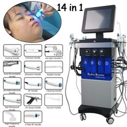 14 In 1 gezichtszorg Beauty Machine Dermabrasion Peelig Skin Cleansing Face Treatment Echografie RF Microdermabrasion Oxygen Gun