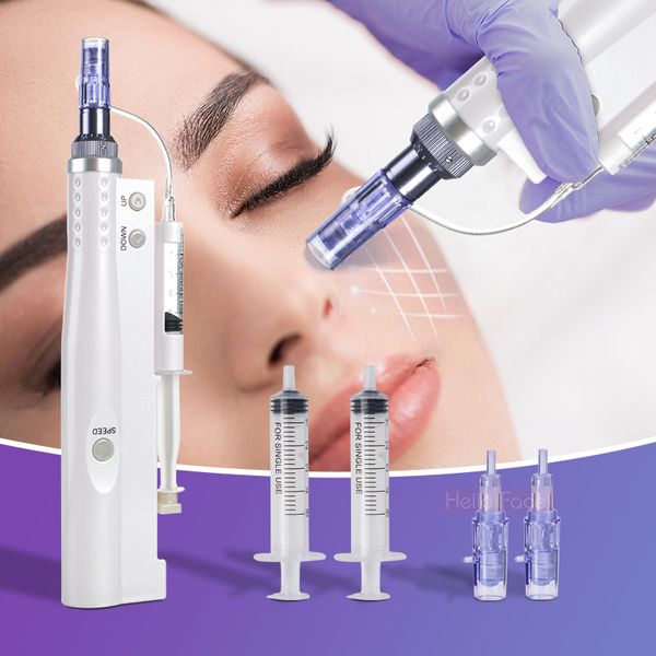 Stylo Aqua Derma de mésothérapie à injecteur Hydra, avec aiguilles à 12 broches et Tube 2 en 1, Machine d'injection intelligente Portable 231129