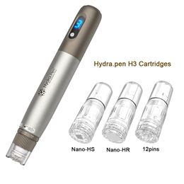 Hydra Pen H3 6 LED Speed Microneedling Pen Producto de belleza para el cuidado de la piel con cartucho desechable ajustable 12 pines / nao redondo / slicone nano