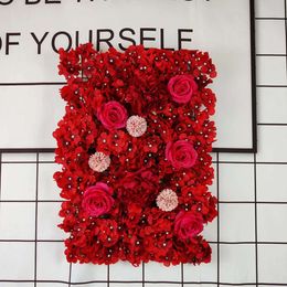 Hortensia Rose fleur de mariage, décorations de scène en rangée, décoration de fenêtre de centre commercial, décor mural de plante de fond