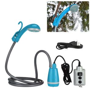 Hydratatiewiel draagbare camping douche Buitenpomp Oplaadbare kop en vouwemmer voor wandelen Reizen 230505