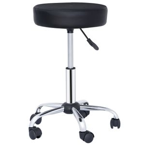 Taburete con ruedas hidráulico, silla giratoria para salón, oficina, tatuaje, altura ajustable, negro