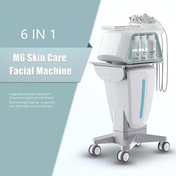 Hydro Beauty Machine M6 RF Microdermoabrasión por ultrasonido con pluma de plasma 6 en 1 Hydra Oxygen Jet Peel Agua facial Cuidado de la piel Lifting facial Limpieza facial