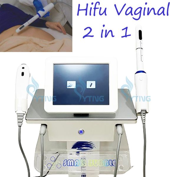 Máquina de estiramiento vaginal HIFU 2 en 1 Dispositivo de rejuvenecimiento vaginal profesional Estiramiento facial Tratamiento de cuidado de la vagina adelgazante corporal