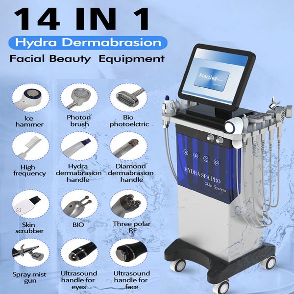 Hydrofacial Diamond Dermabrasion Aqua Peeling Ultrasons à haute fréquence Nettoyage en profondeur de la peau Rétrécir les pores Photon SPA Machine