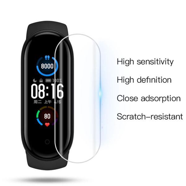 Hydrogel Protégeurs d'écran doux pour Xiaomi Mi Band 6 5 4 3 Film de protection Smart Watch Broupeau Xiaomi Miband Accessoires