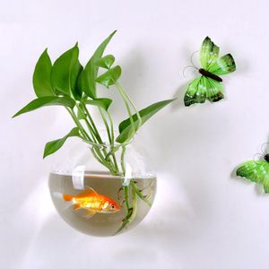 Hydroponische vaas Bloemwater Drop Hartvorm Wandhangglas Terrarium Wall Vistank Aquarium Container Home Decor