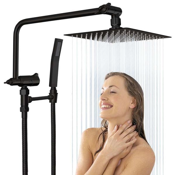 Tête Hygie Rinse All Metal 10 25,4 avec combinaison de pulvérisation à main, bras d'extension réglable, tuyau de douche en acier inoxydable de 71 pouces (environ 188,8 cm) et trois