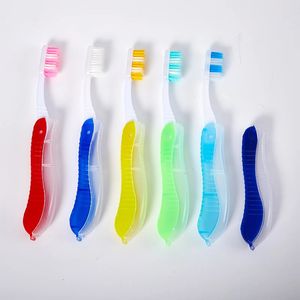 Hygiène orale Portable jetable voyage brosse à dents randonnée voyage brosse à dents outil de nettoyage des dents brosse à dents pliante 240308