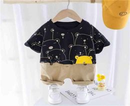 HYLKIDHUOSE bébé garçons filles vêtements d'été ensembles à manches courtes dessin animé ours t-shirt Shorts infantile enfants vêtements décontractés tenue 212591208