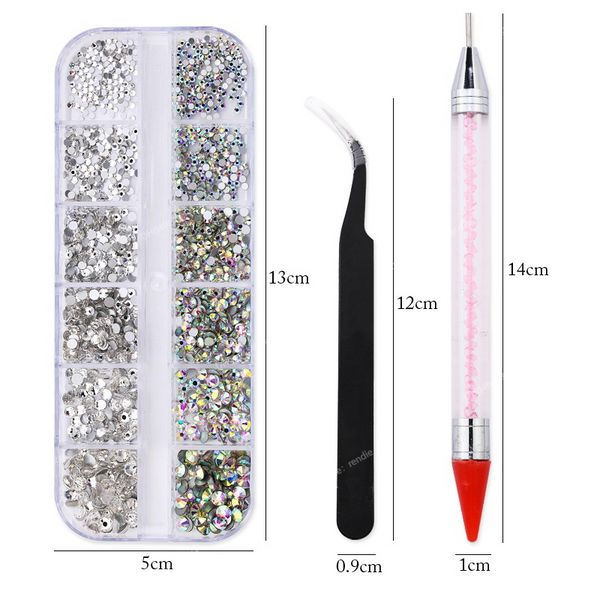 Nuevo nuevo de múltiples múltiples múltiples diamantes de uñas 3D AB Diom Decoraciones de arte de uñas Diamantes de cristal Diamante 3D Glitter Nail Beauty Arthinestones Decoraciones de arte de uñas Herramientas