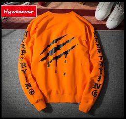 HYWEACVAR Mode Heren Skateboards Sweatshirts Hoodie BLIJVEN PROBEREN Gothic Gedrukt Lange Mouw Hoody Kleding6990848