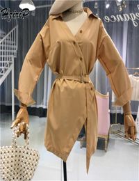 HZIRIP 2018 Femme Trench Coat Printemps Autumn Single Breasted Long manteau avec une courroie Solide pour les femmes Casaco Feminino6114073