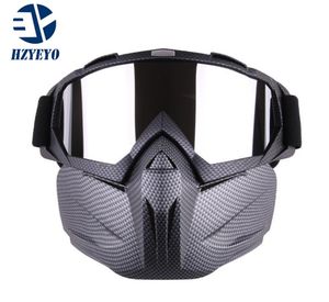 Hyeyo motorfiets zonnebrillen motorcross afneembare modulair masker bril en mondfilter voor Moto Open Face Vintage Helmet M0056894022