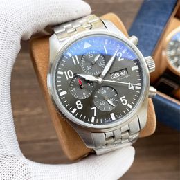 I-008 43mm * 12mm Montre de Luxe Mens Horloges Volledig Automatische Mechanische Beweging 316 Fijne Steel Horloge Case Lederen Band Horloges