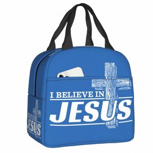 Ik Geloof In Jezus Christus Lunch Tas Thermische Koeler Geïsoleerde Bento Box Kinderen Voor Vrouwen Werk School Voedsel Picknick tassen S2lK #