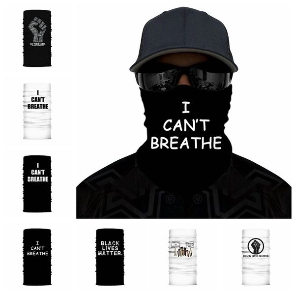 I Can't Breath Sunscreen Headgear Scarf Summer Outdoor Riding Magic Mask Black Lives Matter Face Anti Dust Party Masks Supplies RRA3166