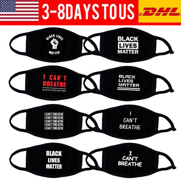 Je ne peux pas respirer masque lavable coton créateur de mode noir adulte créateur de mode Black Lives Matter masque GRATUIT DHL