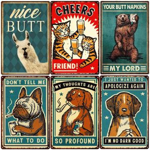 Je fais ce que je veux peinture en métal signes d'animaux décor de salle de bar belle plaque murale chat chien affiche en étain vintage cadeau drôle 20 cm x 30 cm Woo