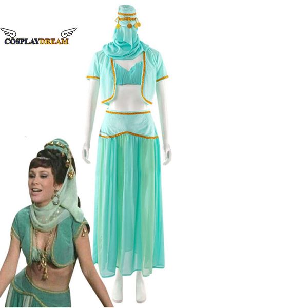 Je rêve de la soeur de Jeannie Jeannie II robe verte Costume de Cosplay tenue de danseuse du ventre arabe tenue d'halloween femmeCosplay