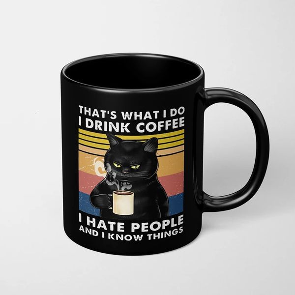 Je bois un café de café Tug 11oz de drôles de chats noirs en céramique Coffee Office the tasse de thé 240418