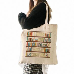 No tengo estantería Ctrol Pattern Tote Bag Amantes de libros Regalo para el regalo de amantes de los libros para los maestros Lectores de la biblioteca de la biblioteca de los lectores O9WQ#