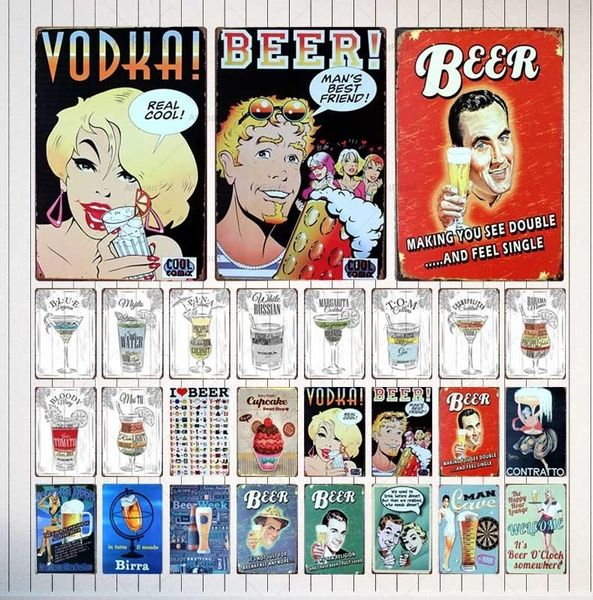 I Love Beer Metal Tin Signs Vintage Wine Metal Plates for Wall Bar Garage Home Art Decor Cuadros Iron Poster Man Cave Decoration Gift Custom Art Decor 30X20CM w01