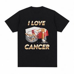Me encanta el cáncer Meme camiseta de los hombres Fi camisetas de la vendimia del verano 100% Cott ocasional de gran tamaño de manga corta camiseta Tops Streetwear J8PB #