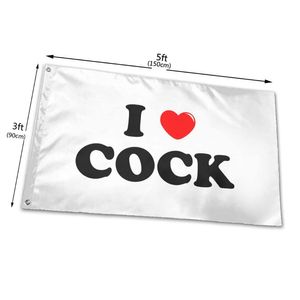 I Love Cock Home Flags Family House Banners 3x5FT 100D Polyester Hoge kwaliteit Levendige kleur met twee messing inkommen