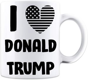 J'aime la tasse drôle de Trump de conception de coeur de drapeau de Donald Trump - tasse à café de 11 oz