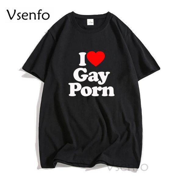 Amo el porno gay Camisetas para hombre Casual Algodón Verano LGBT Camiseta Unisex Manga corta Streetwear Cuello redondo Camiseta de algodón para hombres 240102