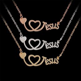 Ik hou van Jezus ketting zilveren rosé goud hart stethoscoop hangers geloven mode sieraden voor vrouwen mannen sieraden cadeau239t