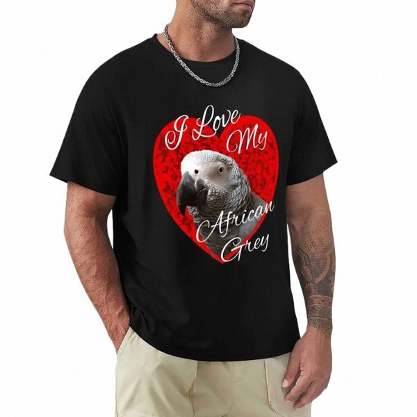 J'aime mon perroquet gris africain design T-Shirt sweat fans de sport hommes t-shirts unis Q3KE #