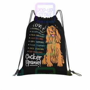 Ik hou van mijn cocker spaniel Dog Drawstring Bags Gym Bag Fi Schoolbag Lichtgewicht tassen voor reizen L7CP#