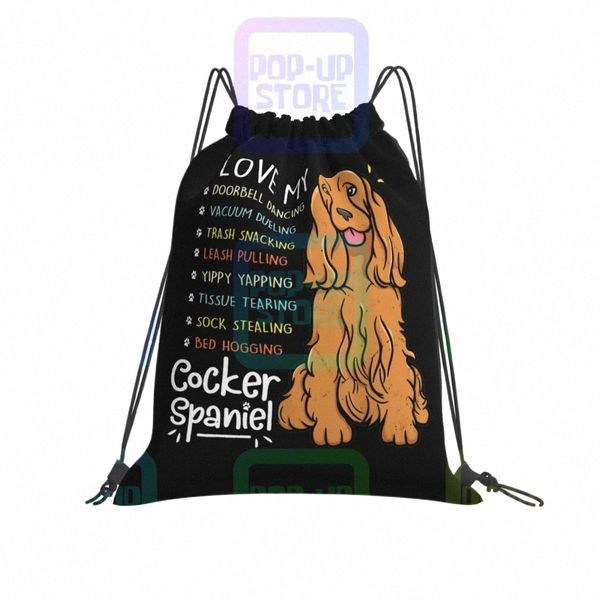 J'aime mon chien Cocker Spaniel sacs à cordon sac de sport Fi cartable sacs légers pour voyage 60oJ #