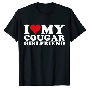 Amo a mi novia puma I-Heart-My-Cougar-Girlfriend GF Camiseta Letras divertidas Refranes impresos Cita Camiseta gráfica Tops Regalos 240307