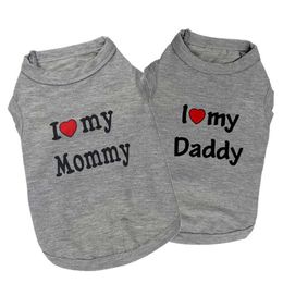 I love my mommy Daddy Hond Shirt Kleding Puppy Kat Kleding Vest Jas Kleding T-shirt Katoen Gemengd Huisdier Suppliers2577