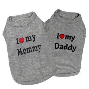 I love my mommy Daddy Pet Dog Shirt Kleding Puppy Cat Apparel Vest Jas Kleding T-shirt Cotton Blended Pet Suppliers295a