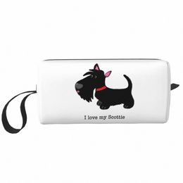 J'aime mon Scottie sac cosmétique femmes Fi grande capacité Scottish Terrier chien trousse de maquillage beauté stockage sacs de toilette o94p #