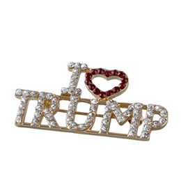 Ik hou van TRUMP Strass Broche Pins Crystal Letters Pins Jas Jurk Sieraden Broches
