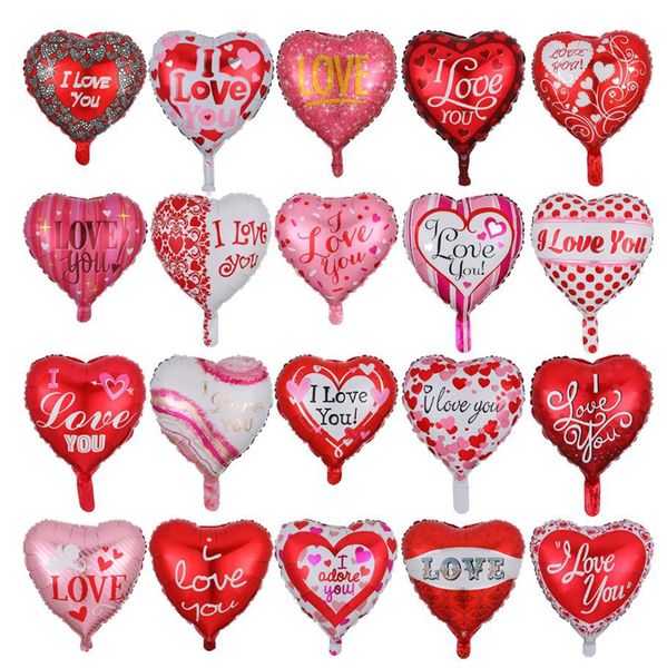 Te Amo Globos Globo en forma de corazón 18 pulgadas Globo de película de aluminio Boda Suministros para fiestas del día de San Valentín 15 diseños YG1033