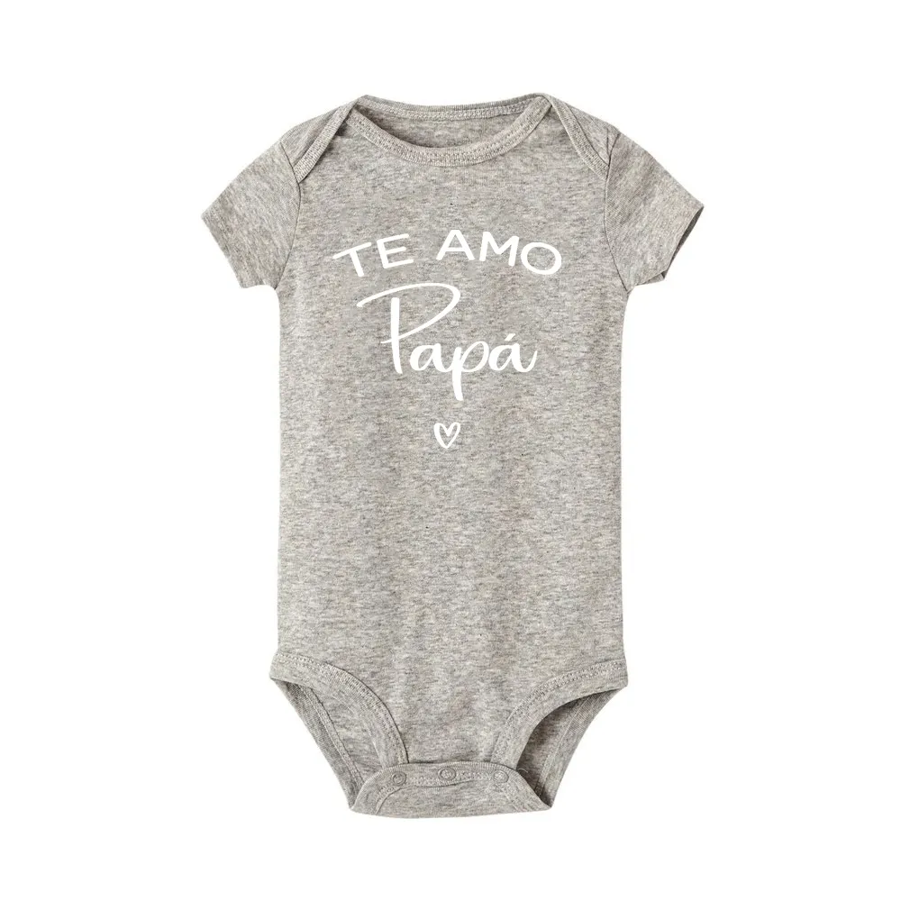 I Love You Dad Papa Spanish Funny Newborn Baby Bodysuits Boy Girl Casual Short Sleeve Jumpsuit Playsuits Outfits Infant Clothing